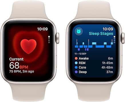 Apple Watch SE GPS + Cellular 44mm Starlight Aluminum Case with Starlight Sport Band - S/M