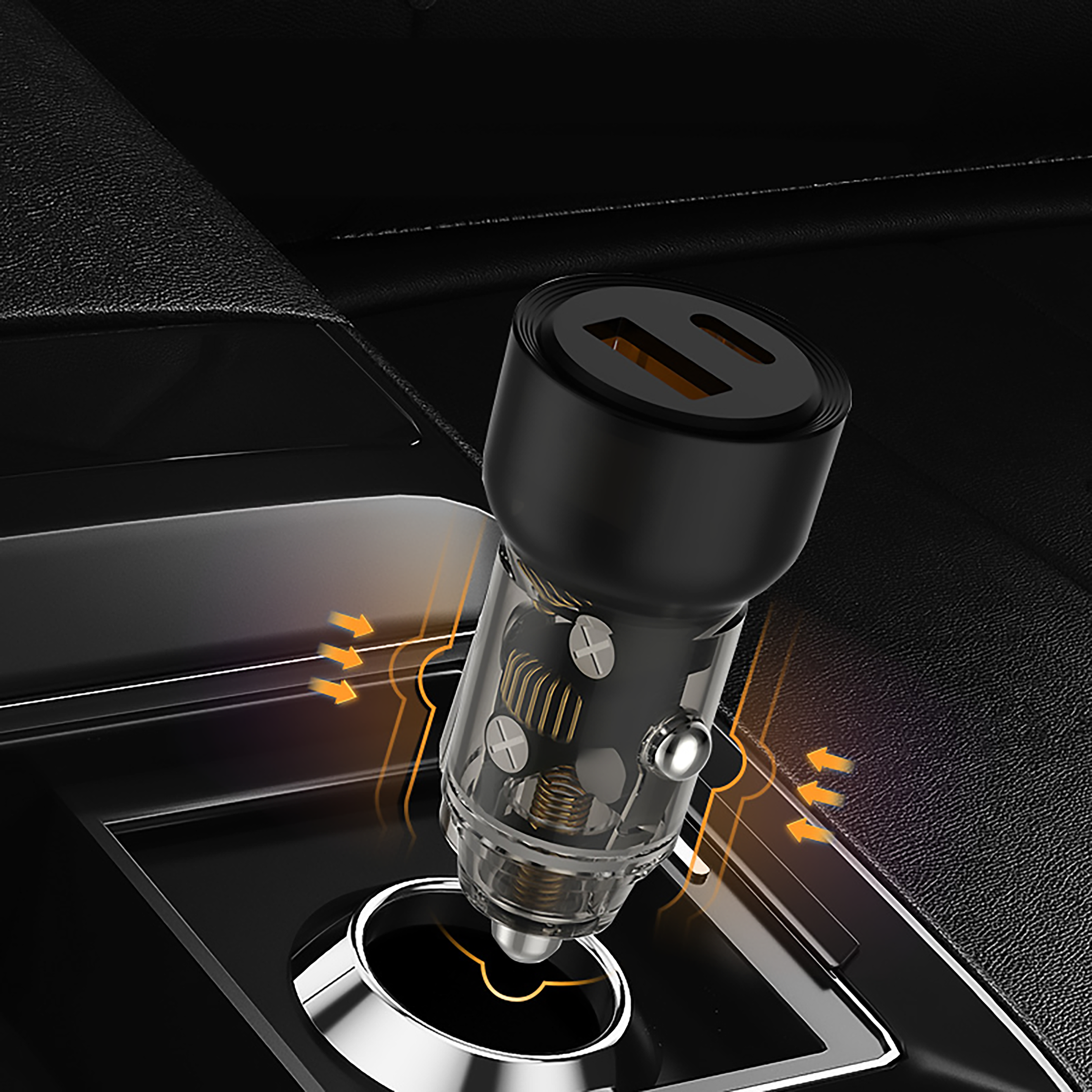 Asli Global Primuscharger Z Dual Port Transparent Car Charger 60W With PD & QC3.0