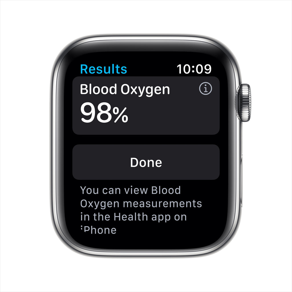 Apple Watch Series 6 GPS + Cellular, 44mm Silver Stainless Steel Case with White Sport Band - Regular