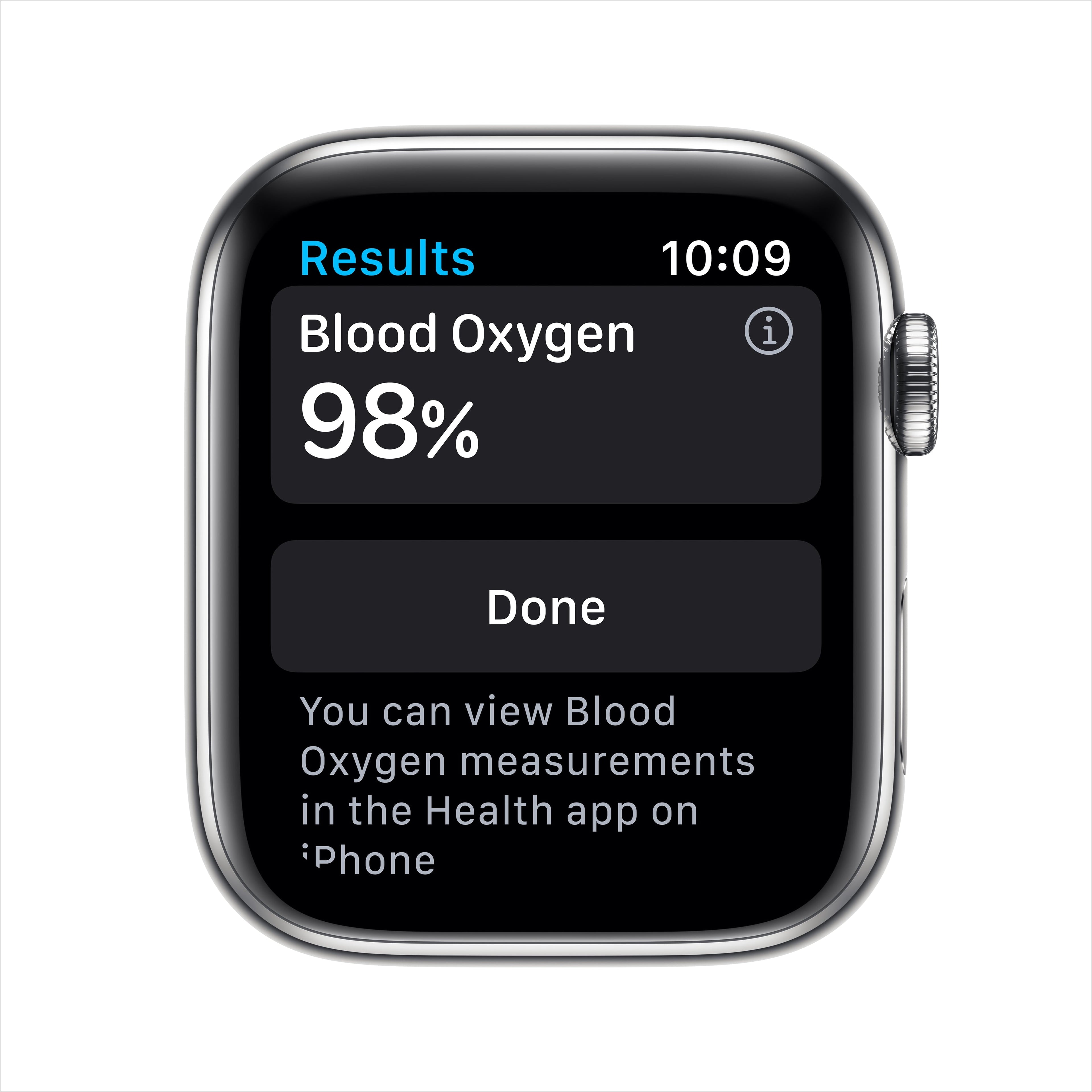 Apple Watch Series 6 GPS + Cellular, 44mm Silver Stainless Steel Case with White Sport Band - Regular