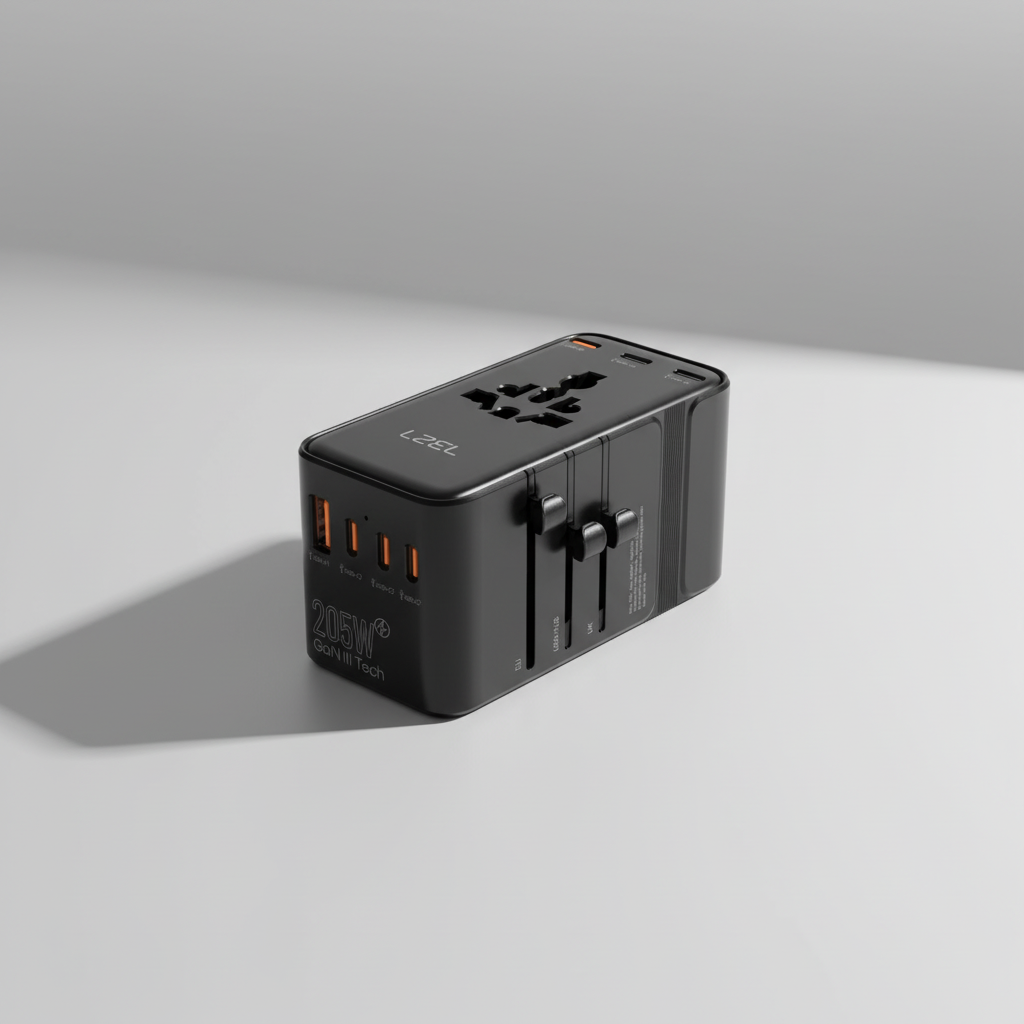 LZEL Voyage Globepowers 205W GaN III Fast PD Travel Adapter | Black