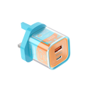 LZEL VoltCharge NanoCore – 30W GaN Transparent Wall Charger | Sky Blue/Orange