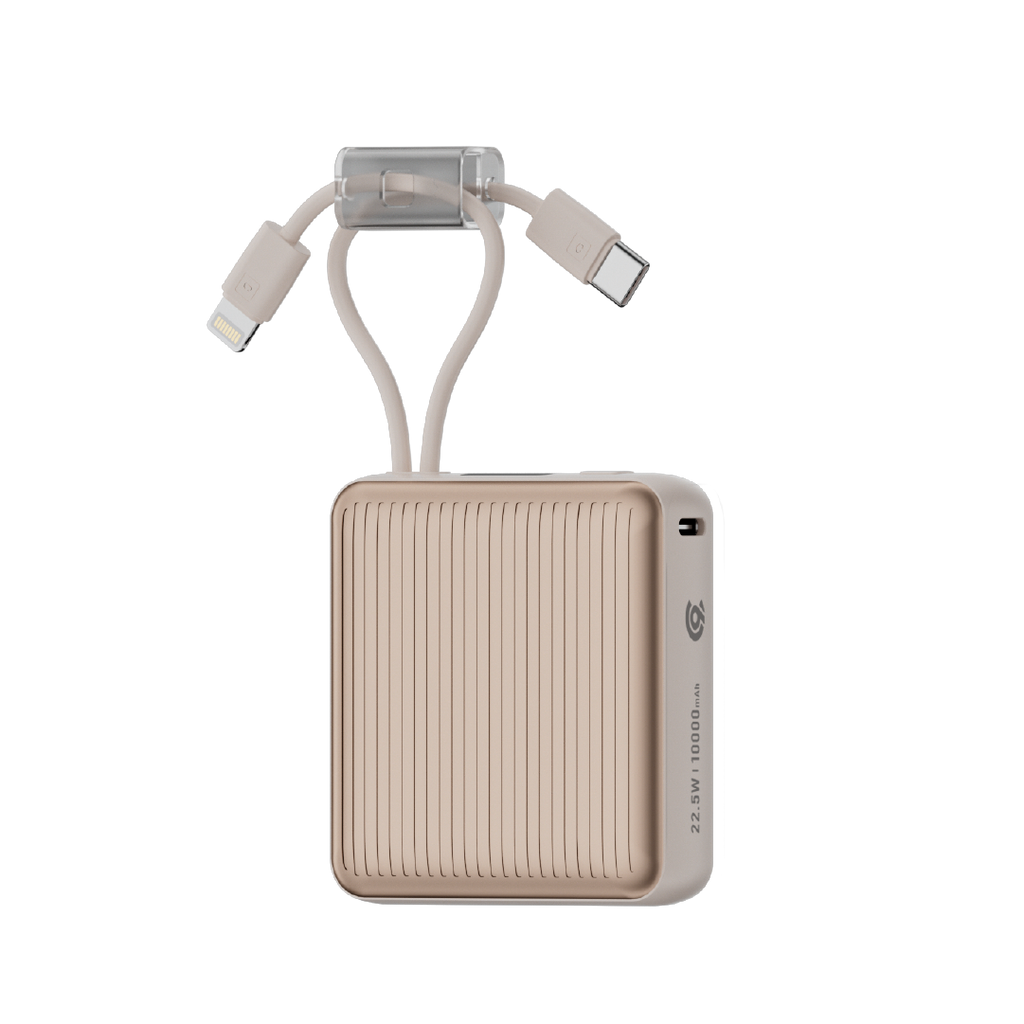 90 Percent Primcore Neo 22.5W Dual Built-In Cables Power Bank Powerdelivery | Qc 3.0 | Usb-C & Lightning | Gold