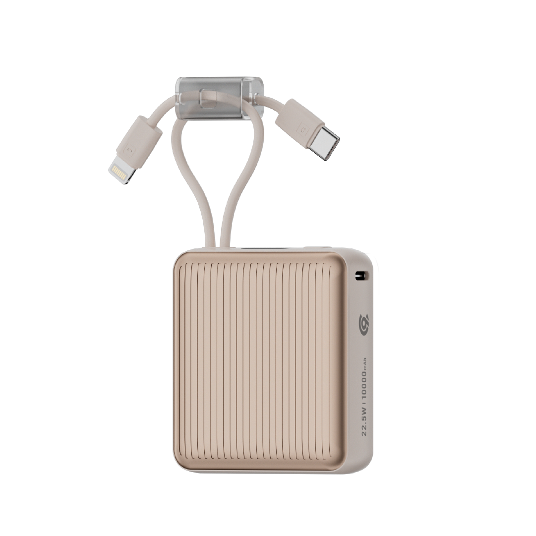 90 Percent Primcore Neo 22.5W Dual Built-In Cables Power Bank Powerdelivery | Qc 3.0 | Usb-C & Lightning | Gold