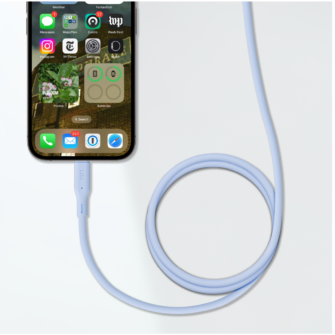 LZEL Celeris Silox CXL Soft Silicone USB-C to Lightning Cable, 480Mbps, 60W Max, 1m | Blue