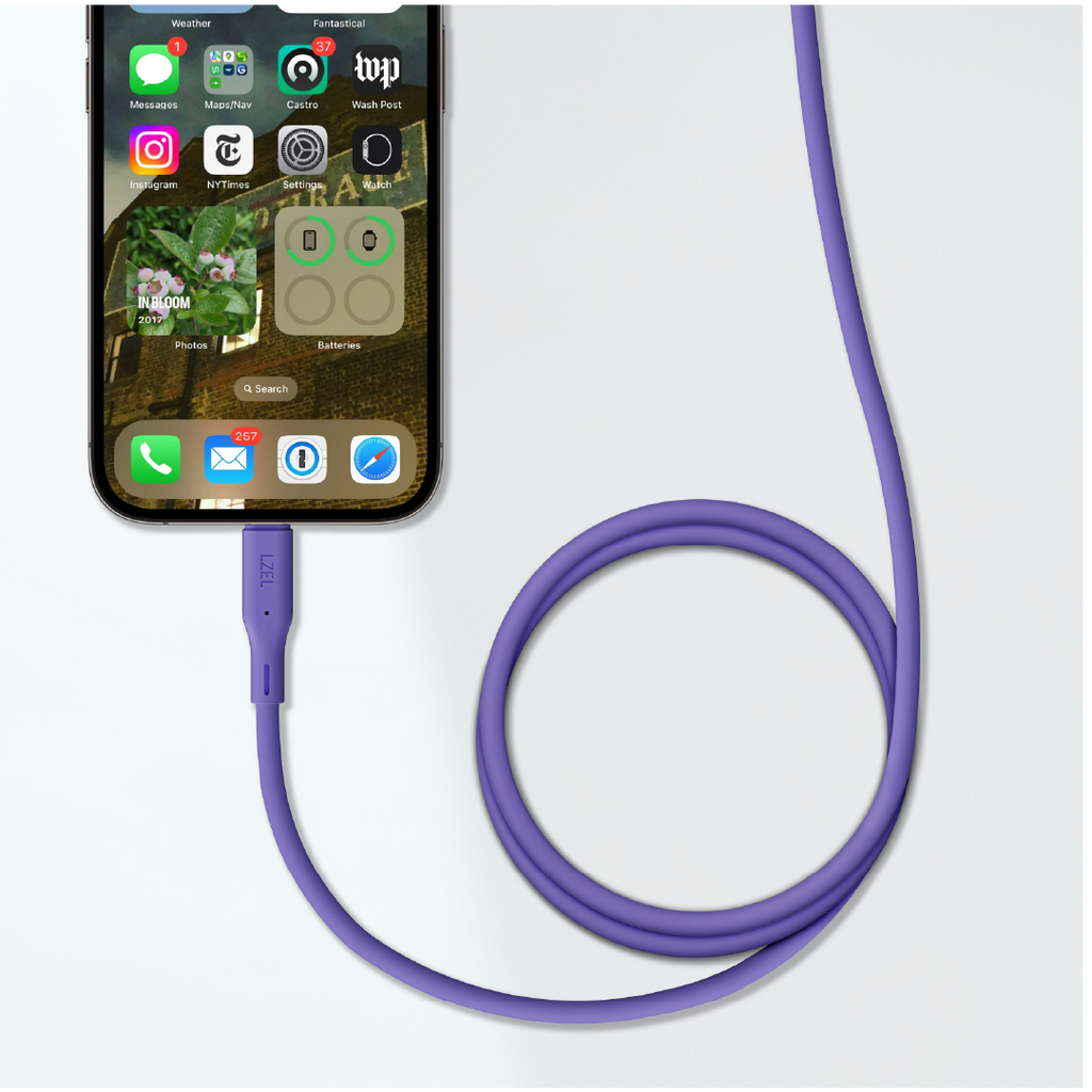 LZEL Celeris Silox CXL Soft Silicone USB-C to Lightning Cable, 480Mbps, 60W Max, 1m | Purple