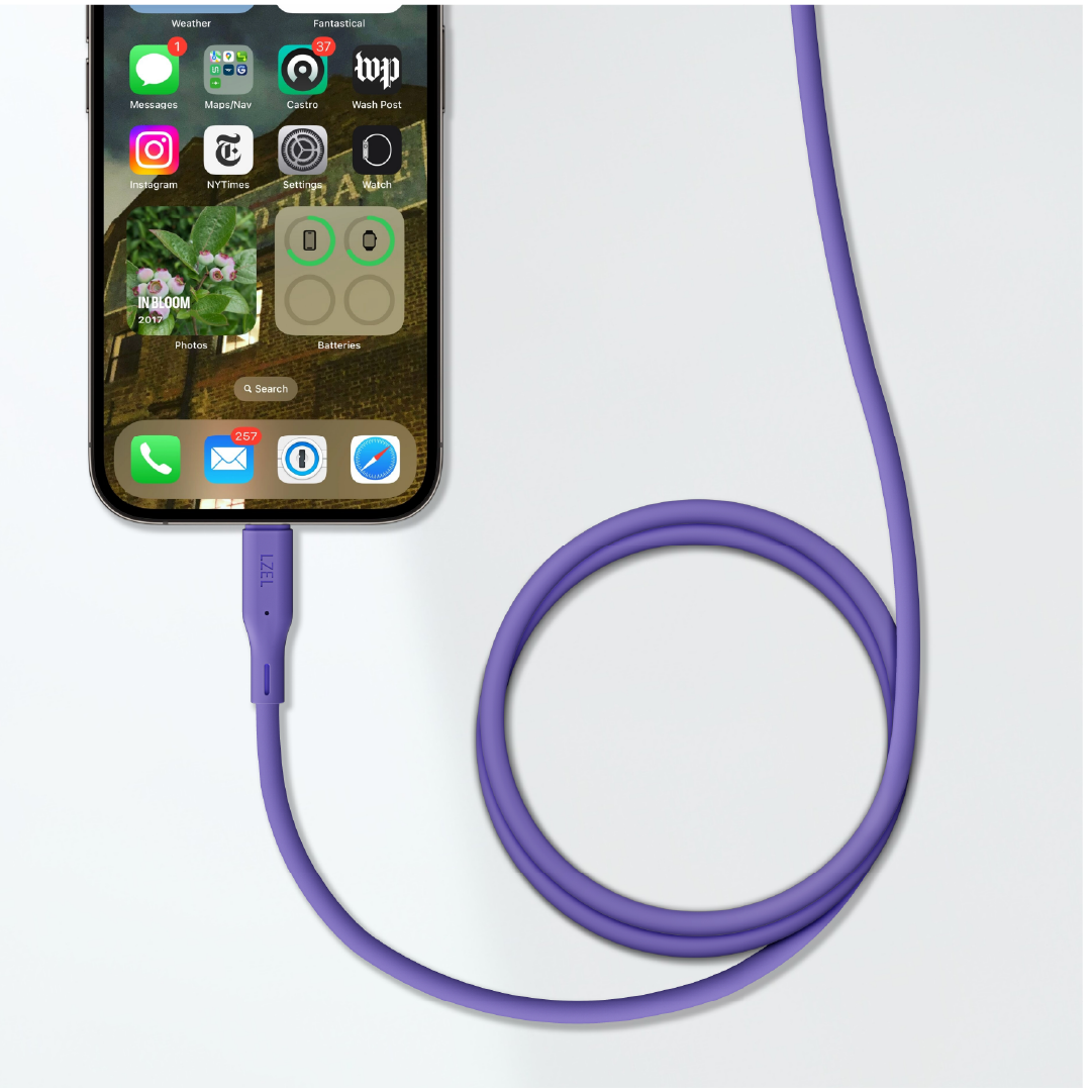 LZEL Celeris Silox CXL Soft Silicone USB-C to Lightning Cable, 480Mbps, 60W Max, 1m | Purple