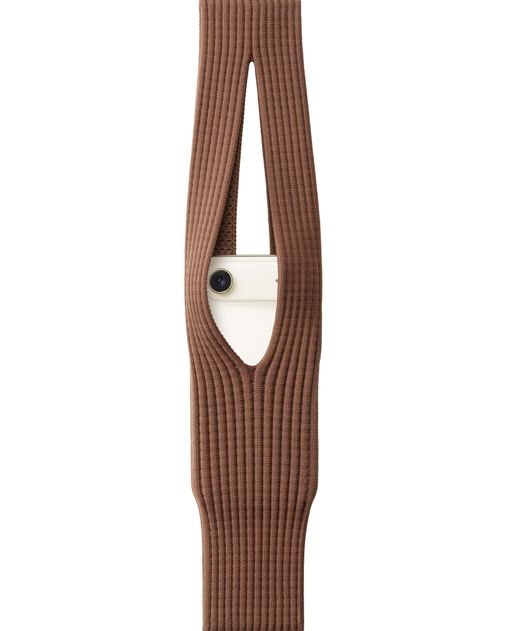 Phone Pocket with Strap â€“ Stretch Knit Wearable iPhone Holder 40 cm | Cinnamon