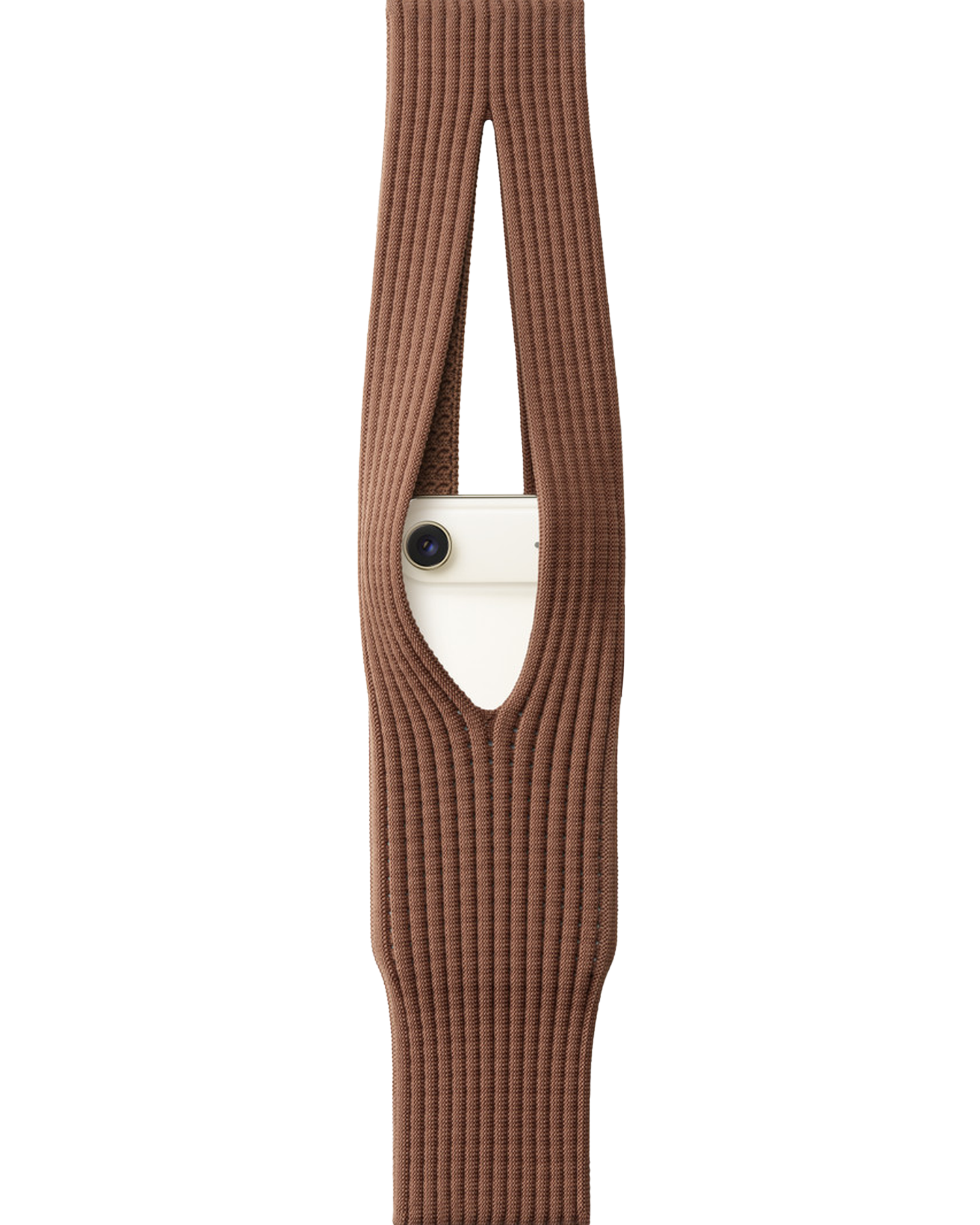 Phone Pocket with Strap â€“ Stretch Knit Wearable iPhone Holder 40 cm | Cinnamon