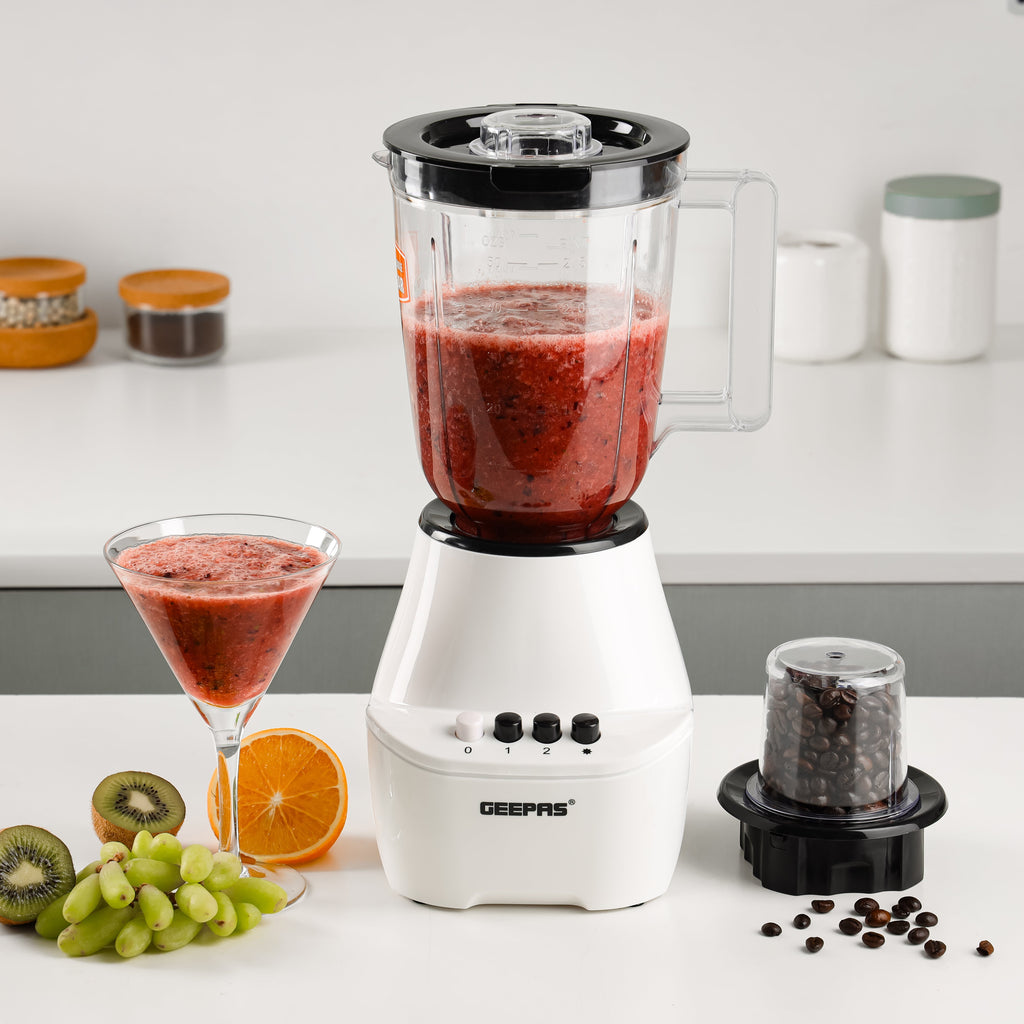 Geepas 2-in-1 Blender 250W - Stainless Steel Blades - 4 Speed