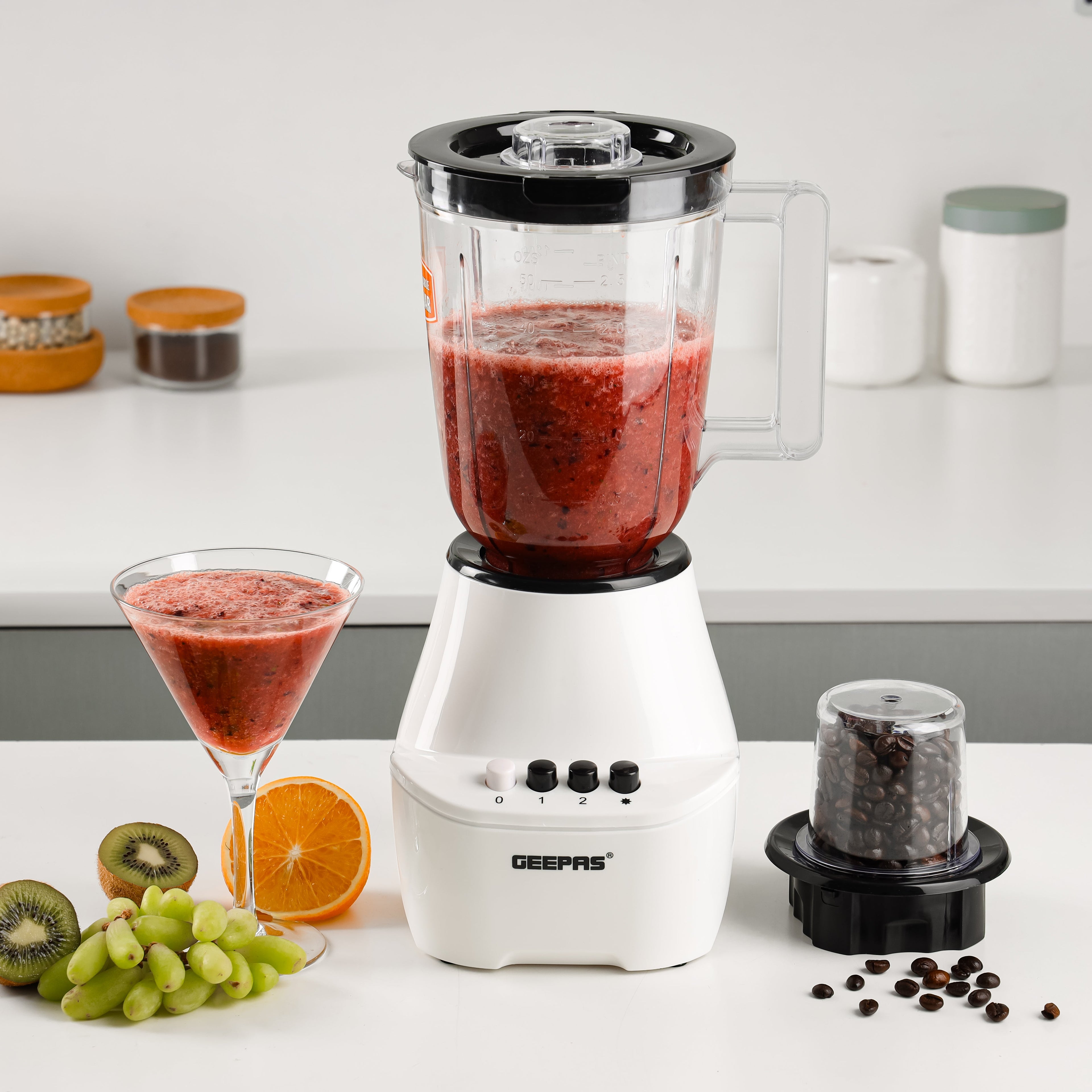 Geepas 2-in-1 Blender 250W - Stainless Steel Blades - 4 Speed