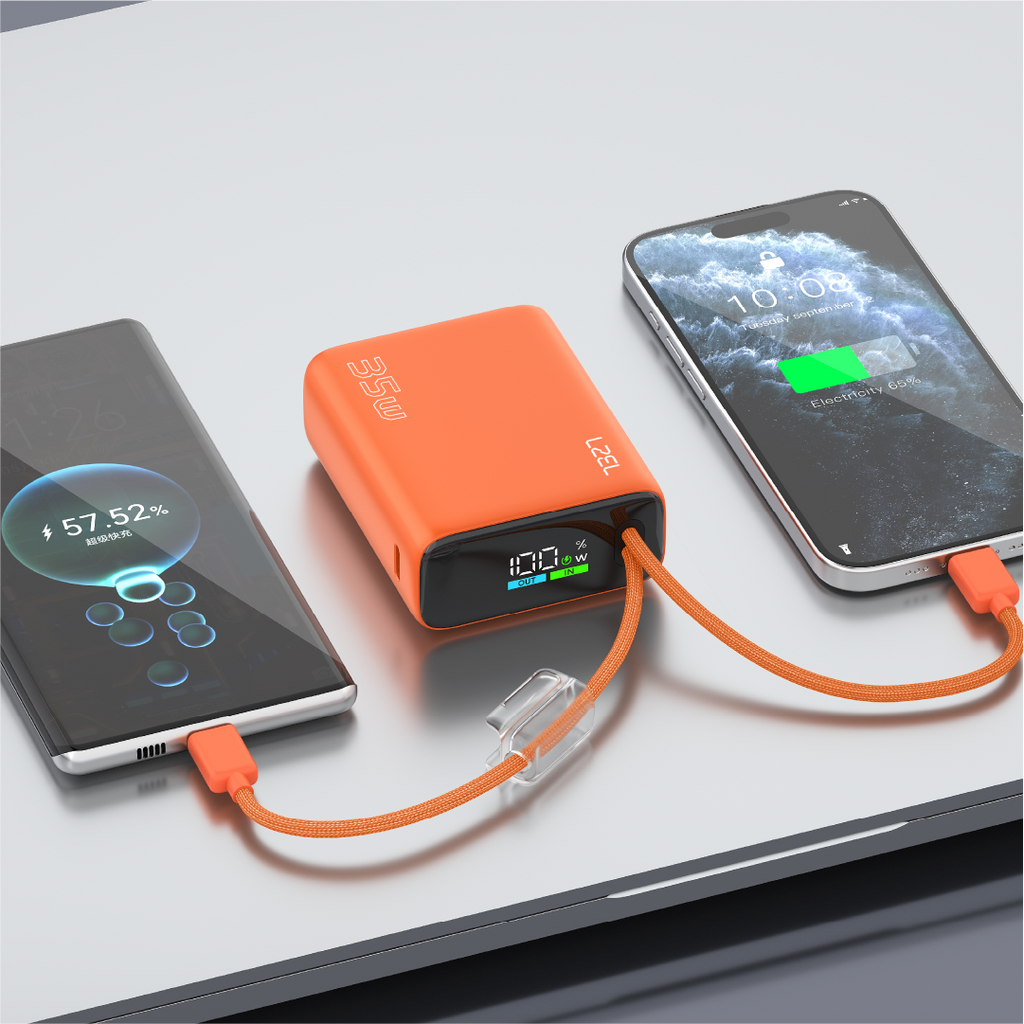 LZEL Neurovolt 10K Pd 35W Mini Power Bank Pd3.0 & Qc3.0 | Usb-C Cable & Lightning Cable | Orange