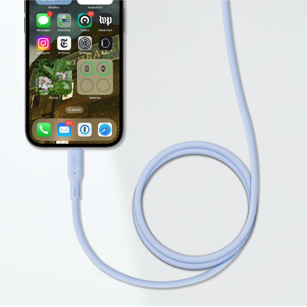 LZEL Celeris Silox CXL Soft Silicone USB-C to USB-C Cable, 480Mbps, 240W Max, 1m | Blue