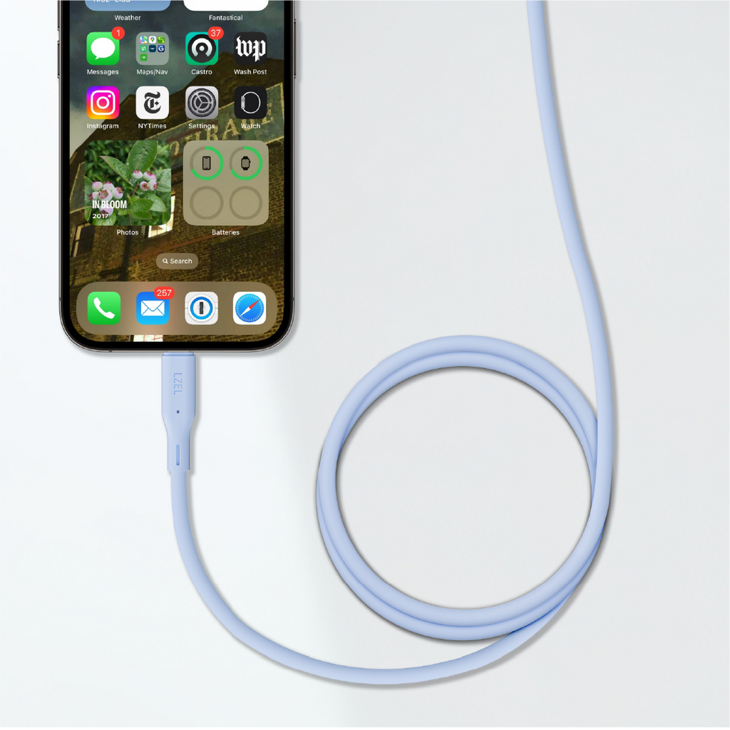 LZEL Celeris Silox CXL Soft Silicone USB-A to USB-C Cable, 480Mbps, 15W Max, 1m | Blue