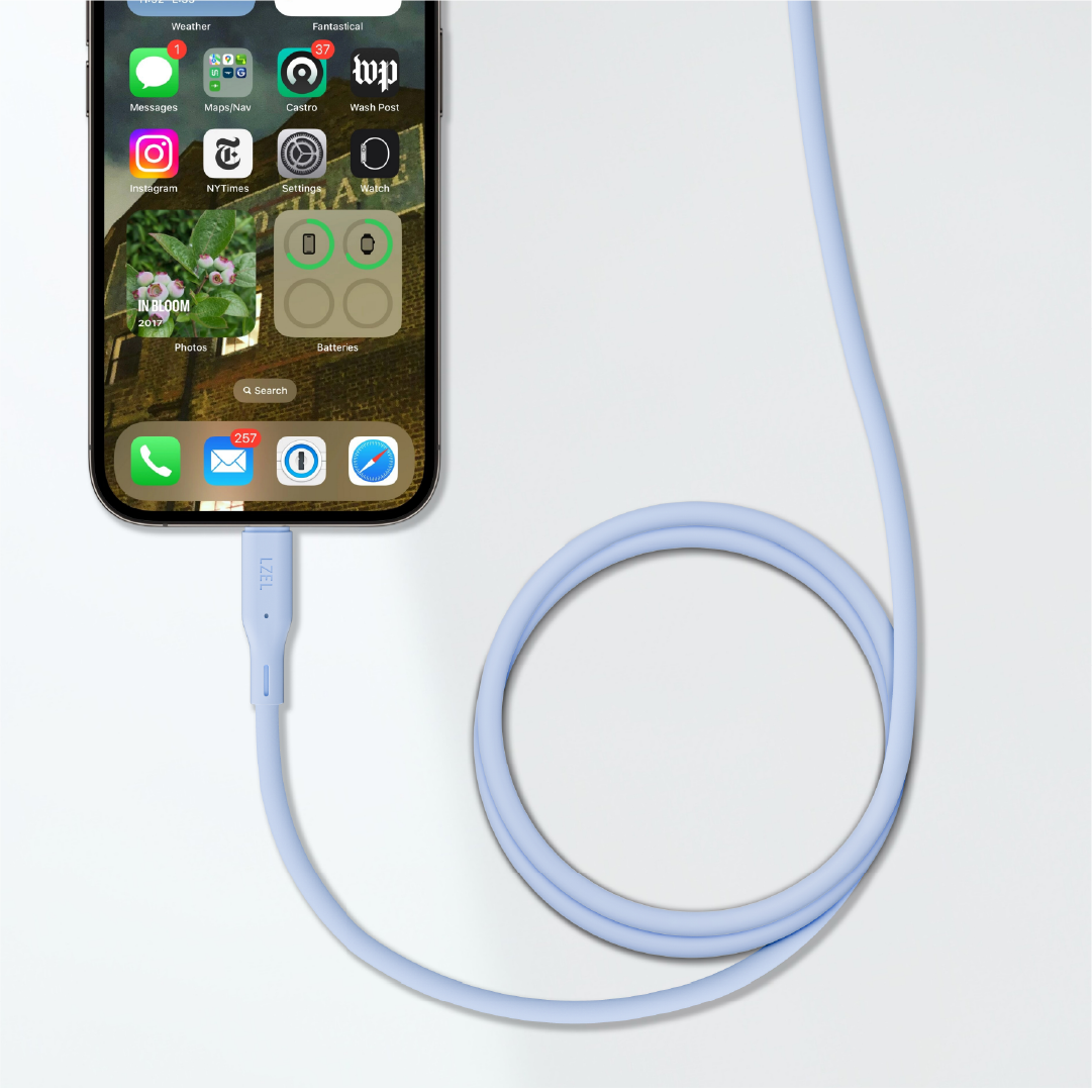 LZEL Celeris Silox CXL Soft Silicone USB-A to USB-C Cable, 480Mbps, 15W Max, 1m | Blue