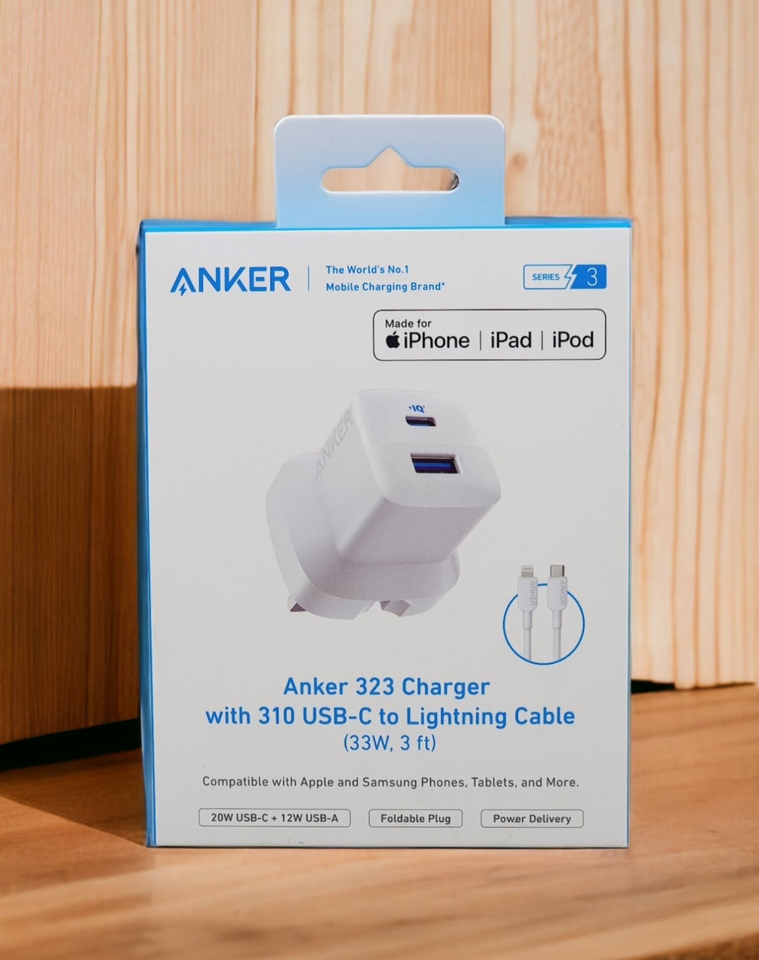 Anker 323 Charger With 310 USB-C To Lightning Cable 33W | White