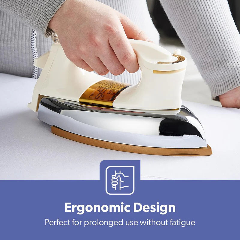 Geepas Automatic Heavy Weight Dry Iron| 1200W|Teflon Coated Soleplate| Adjustable Temperature Control| Overheat Protection| Smooth Glide Design