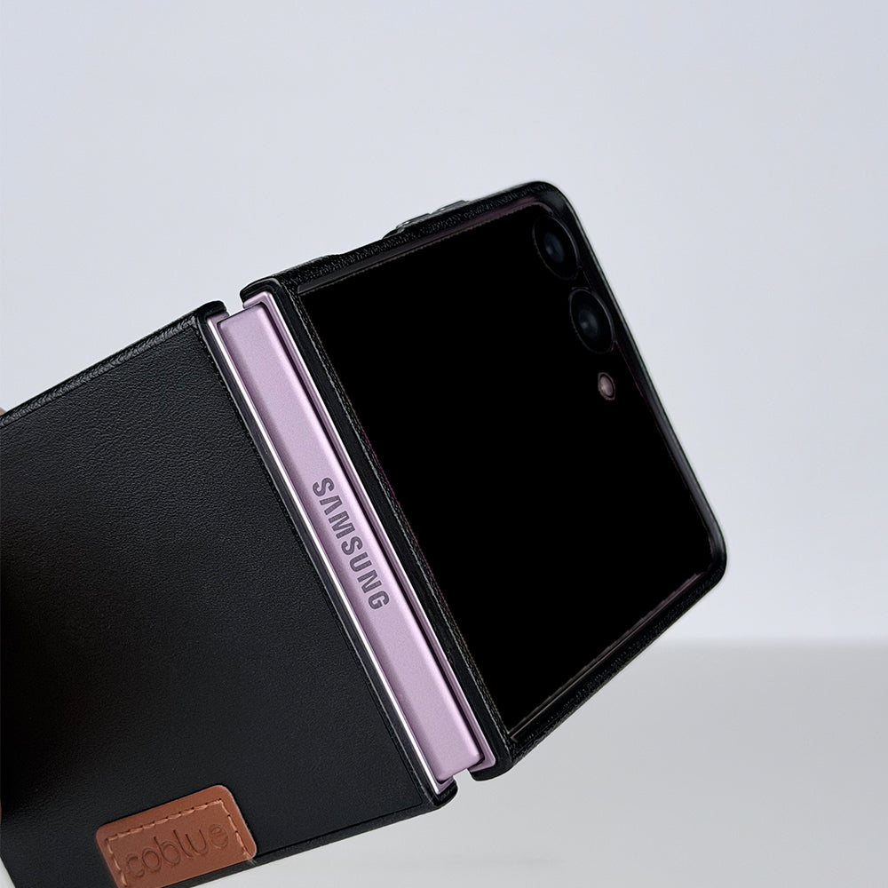Coblue Leather Grain Drop-Proof Case for Samsung Galaxy Z Flip 7 | Black