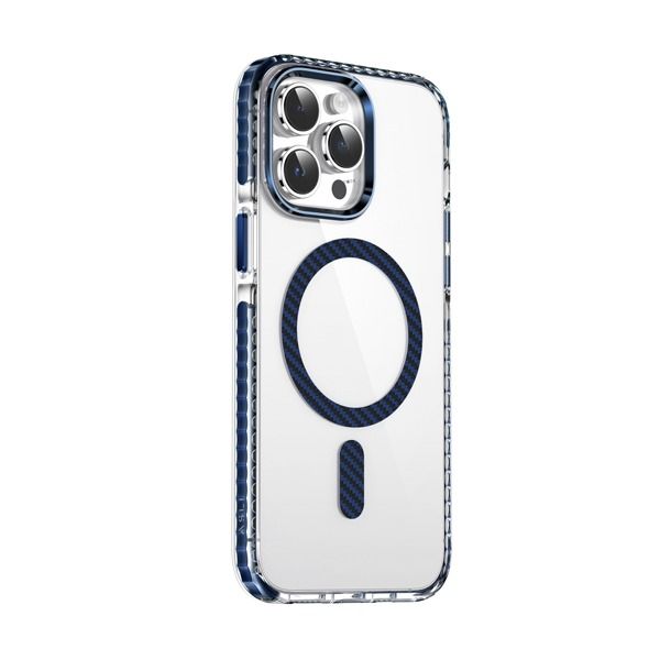 Asli Global iPhone 15 Pro Max Carbon Fiber MagSafe Cover |Blue