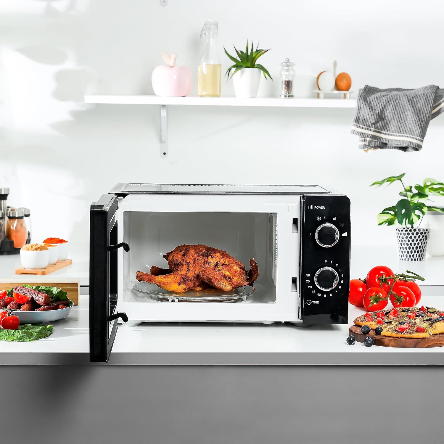 Geepas  20L Microwave Oven - 1100W Solo Microwave Oven with 5 Power Levels