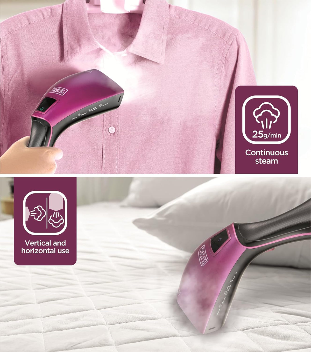 Black & Decker Portable Digital Handheld Garment Steamer 1600W | Black