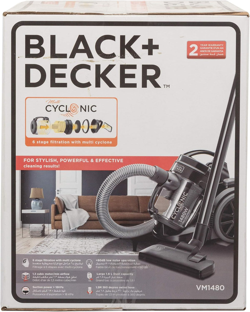 Black & Decker 1400W Bagless Multicyclonic Canister Vacuum Cleaner | Black