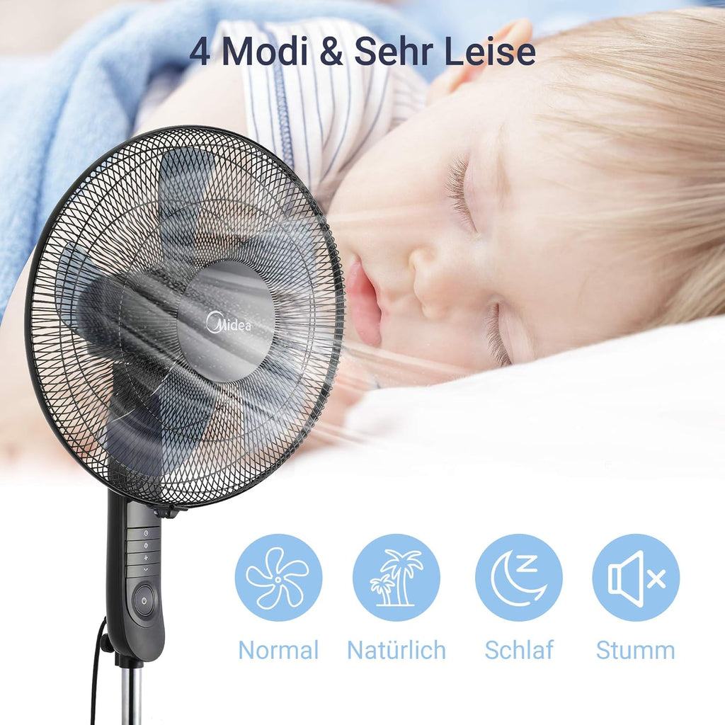 Midea FS40-15FR Stand Fan with Remote 16 inch. | Black