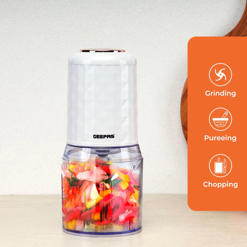 Geepas Multi Chopper | 500W| 0.5L Capacity Bowl | Stainless Steel Blades | Mincing Function | Coarse and Fine |Suitable for Vegetables, Fruits