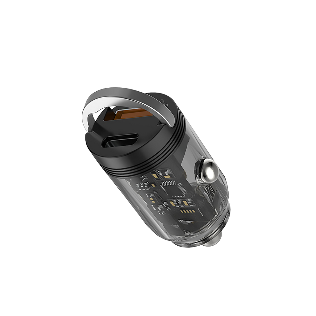 Asli Global Primuscharger Mini Transparent Car Charger 65W With Dual Port PD & QC3.0 | Black