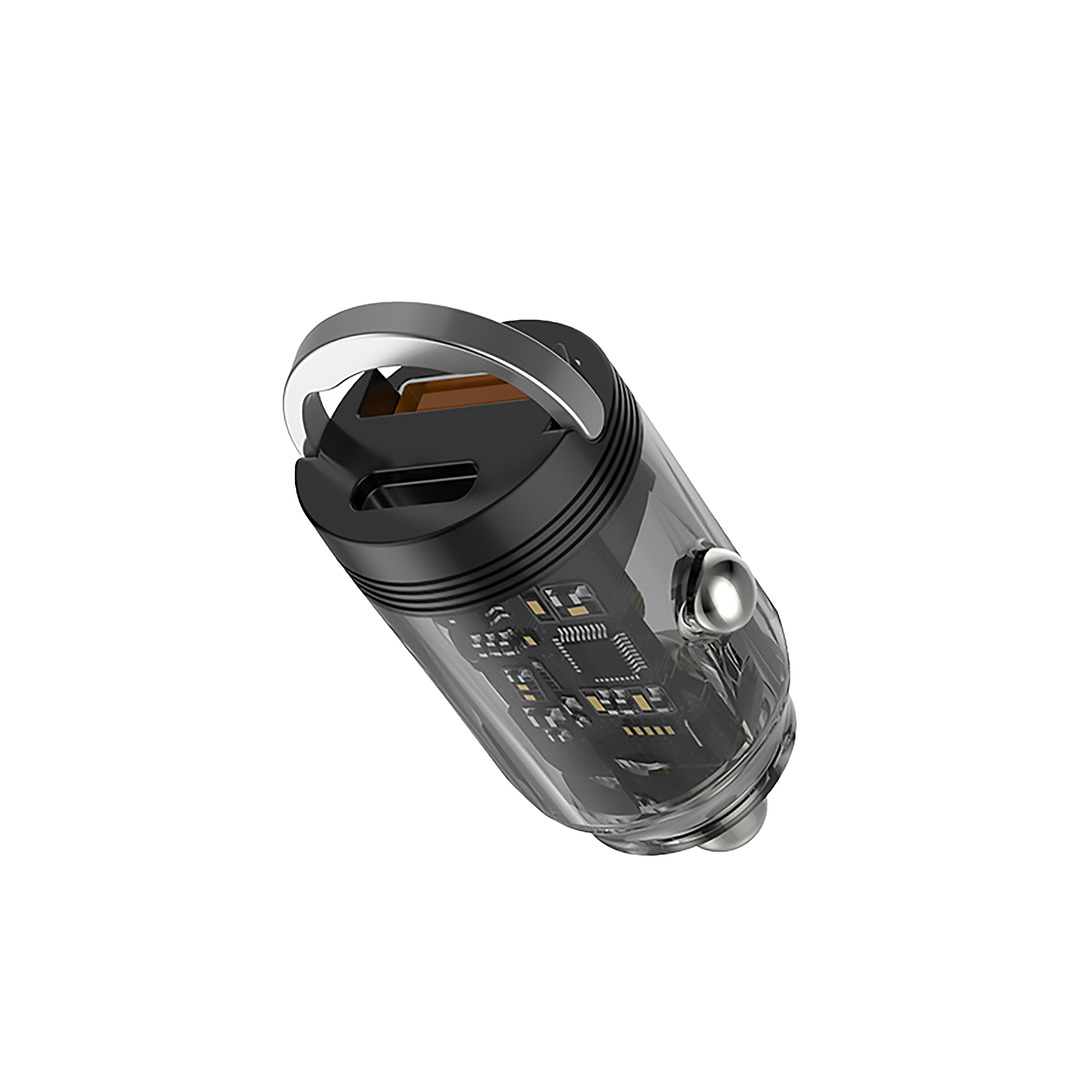 Asli Global Primuscharger Mini Transparent Car Charger 65W With Dual Port PD & QC3.0 | Black