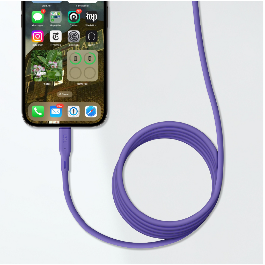LZEL Celeris Silox CXL Soft Silicone USB-C to Lightning Cable, 480Mbps, 60W Max, 2m | Purple