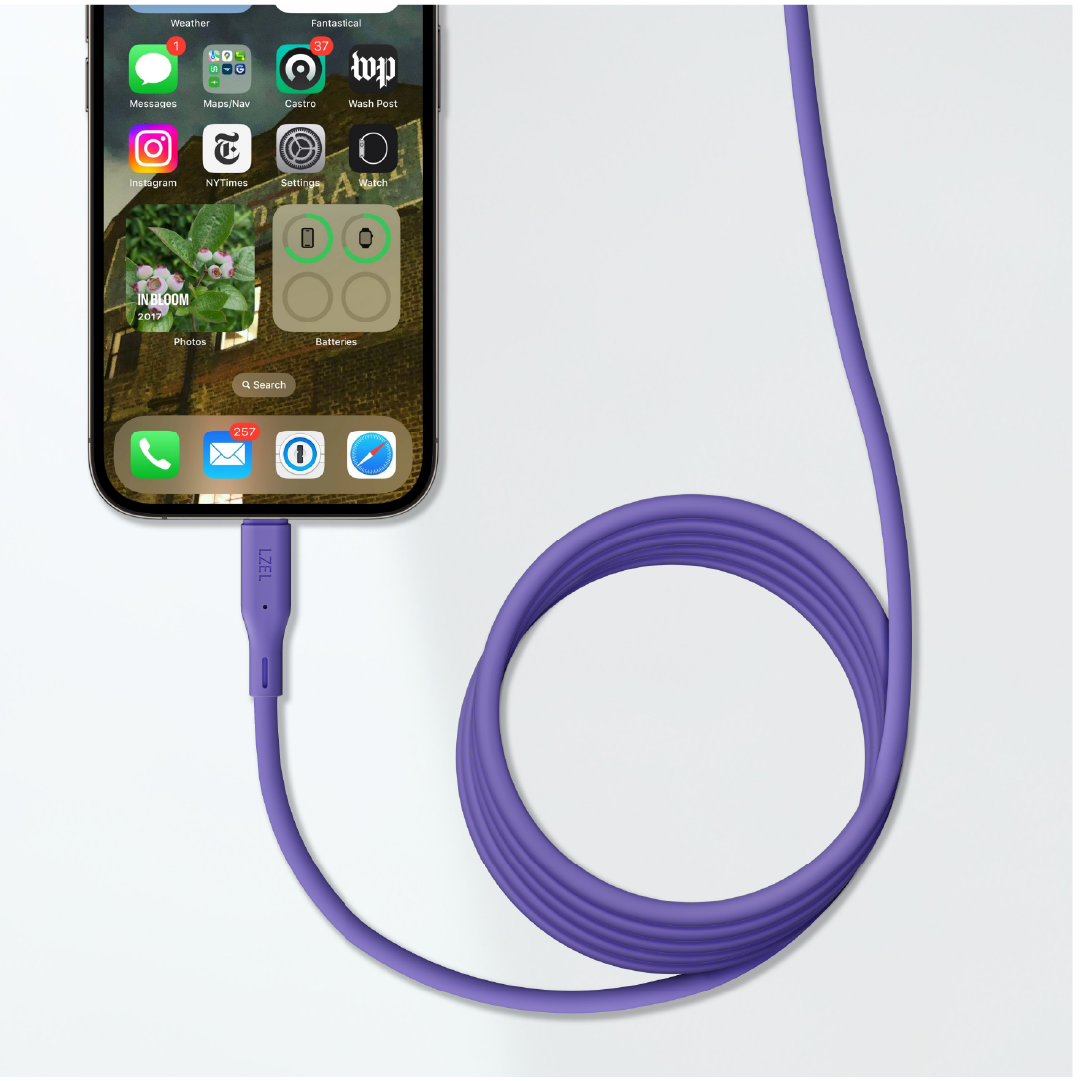 LZEL Celeris Silox CXL Soft Silicone USB-C to Lightning Cable, 480Mbps, 60W Max, 2m | Purple