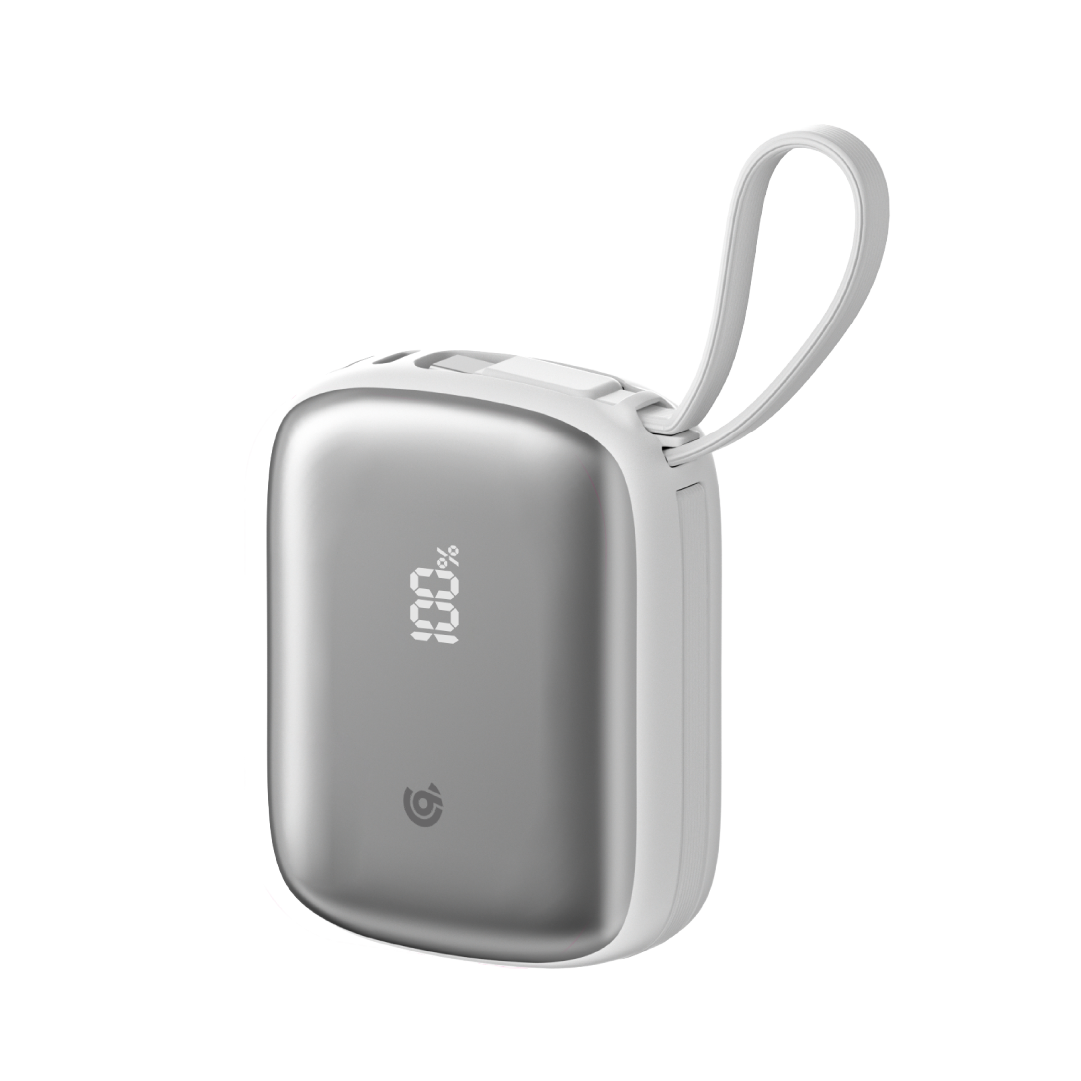 90 Percent Primflux Mini 22.5W Dual Built-In Cables Power Bank Powerdelivery Qc 3.0 | Usb-C & Lightning | Silver