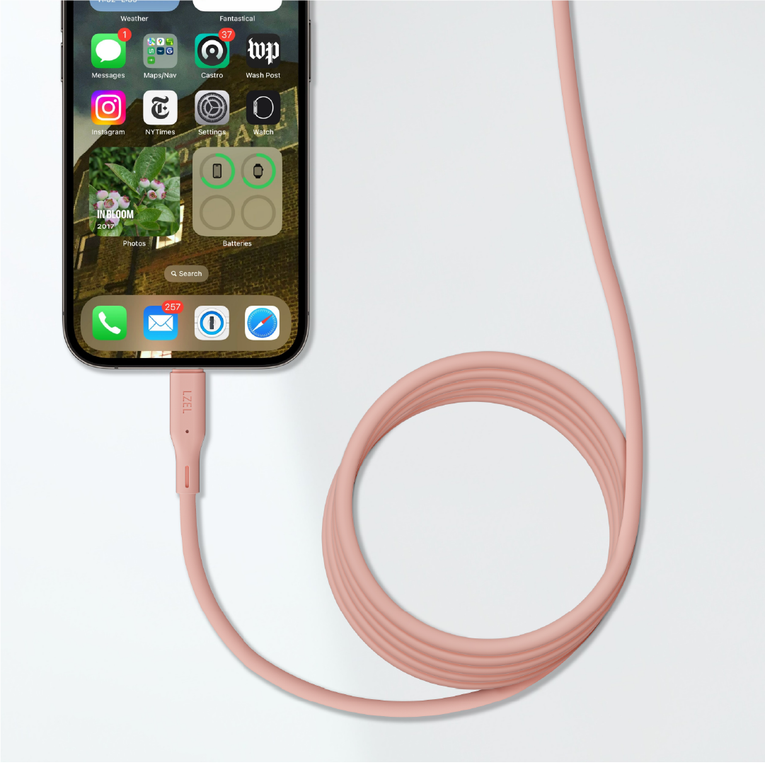 LZEL Celeris Silox CXL Soft Silicone USB-C to USB-C Cable, 480Mbps, 240W Max, 2m | Pink