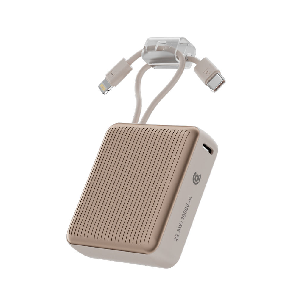 90 Percent Primcore Neo 22.5W Dual Built-In Cables Power Bank Powerdelivery | Qc 3.0 | Usb-C & Lightning | Gold