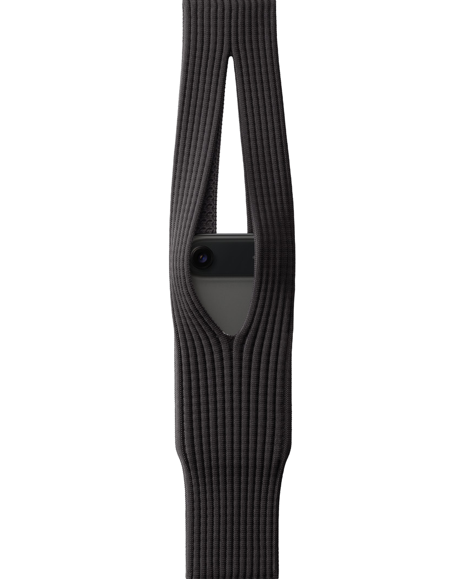 Phone Pocket with Strap â€“ Stretch Knit Wearable iPhone Holder 40 cm | Black