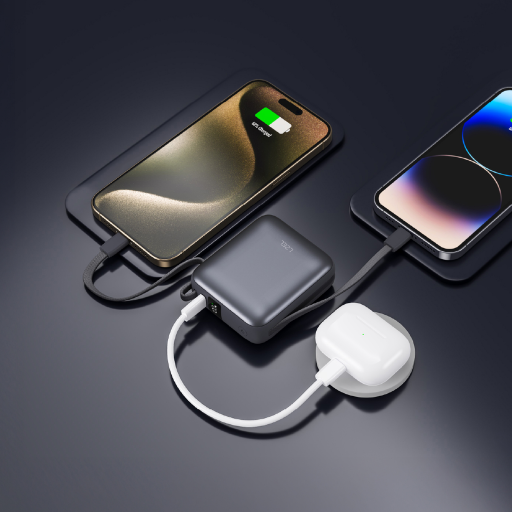 LZEL Neurode Sync Mini 10000Mah  Pd3.0 & Qc 3.0|25.5W|Built-In Type-C & Lighting Power Bank | Gray