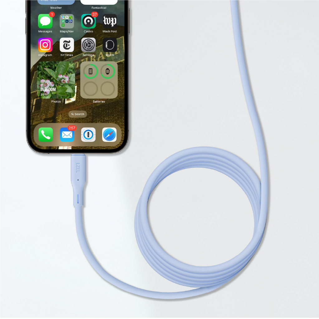 LZEL Celeris Silox CXL Soft Silicone USB-A to USB-C Cable, 480Mbps, 15W Max, 2m | Blue