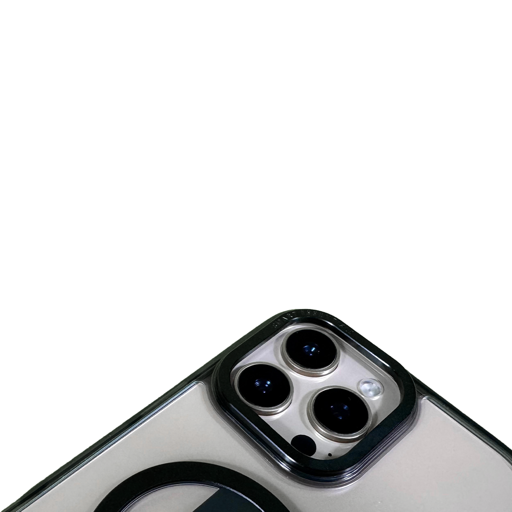 LZEL iPhone 16 Pro Max Primemag Grip Anti-drop Case With Metal Ring And Silicone Band | Clear/Black