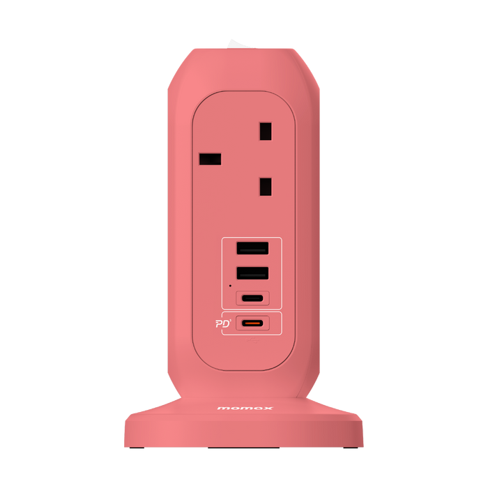 Momax 1-plug 7-outlet Power Strip With Usb 11-devices Charge Simultaneously | Pink