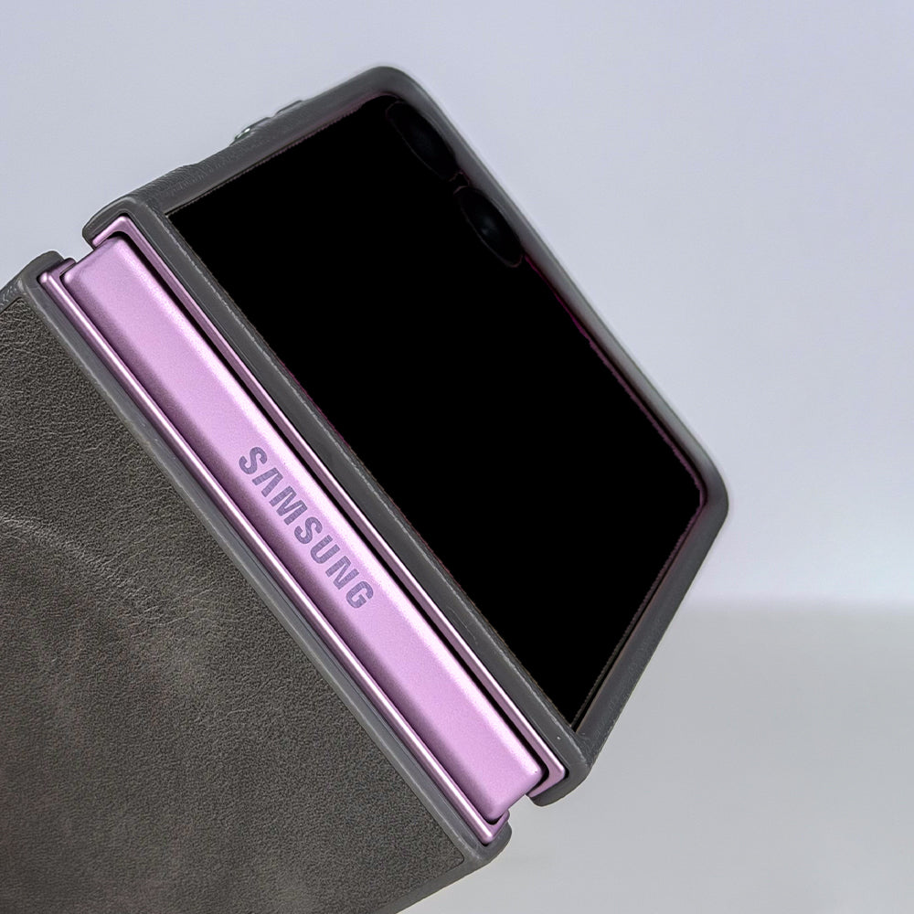 Coblue Premium Leather Magnetic Case â€“ Samsung Galaxy Z Flip 7 | Gray