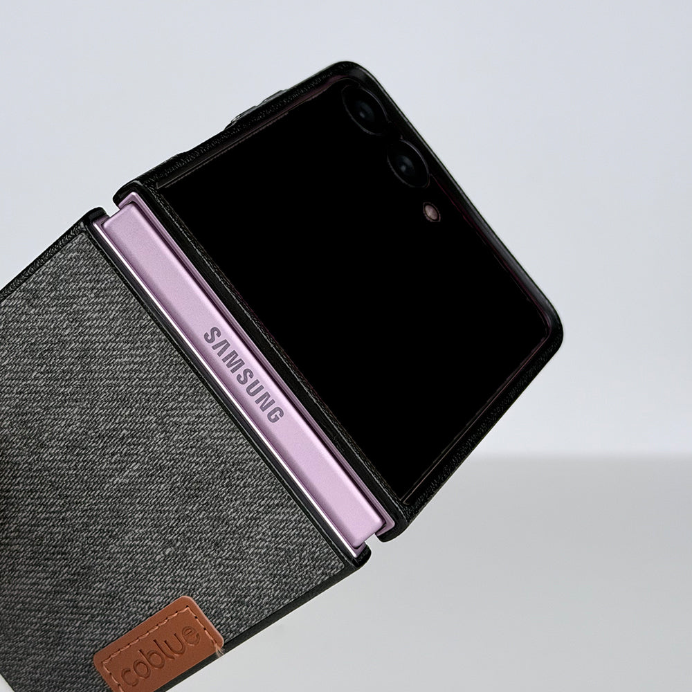 Coblue Leather Grain Drop-Proof Case for Samsung Galaxy Z Flip 7 | Gray