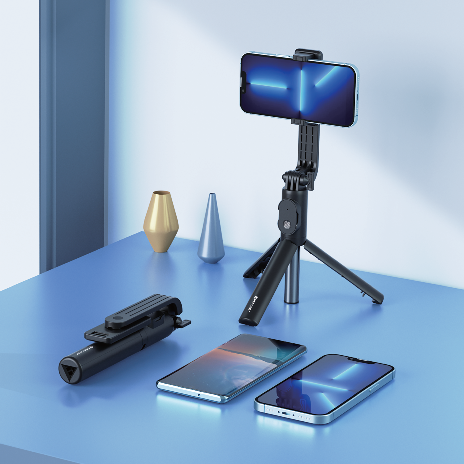 90 Percent Shotiva Series – Foldable Bluetooth Selfie Stick with Tripod | Black