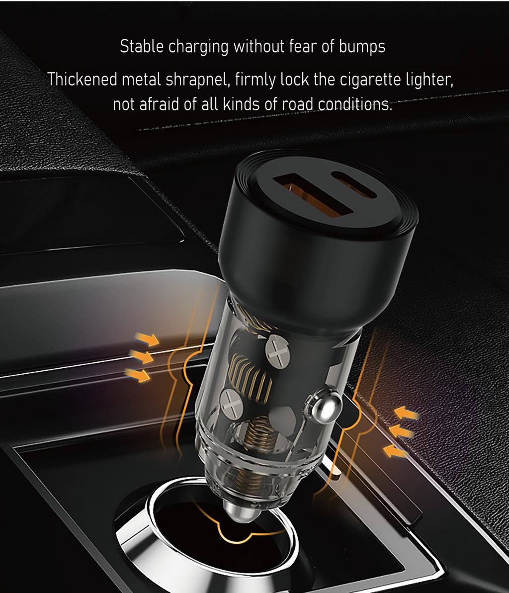 Asli Global Primuscharger Z Dual Port Transparent Car Charger 60W With PD & QC3.0