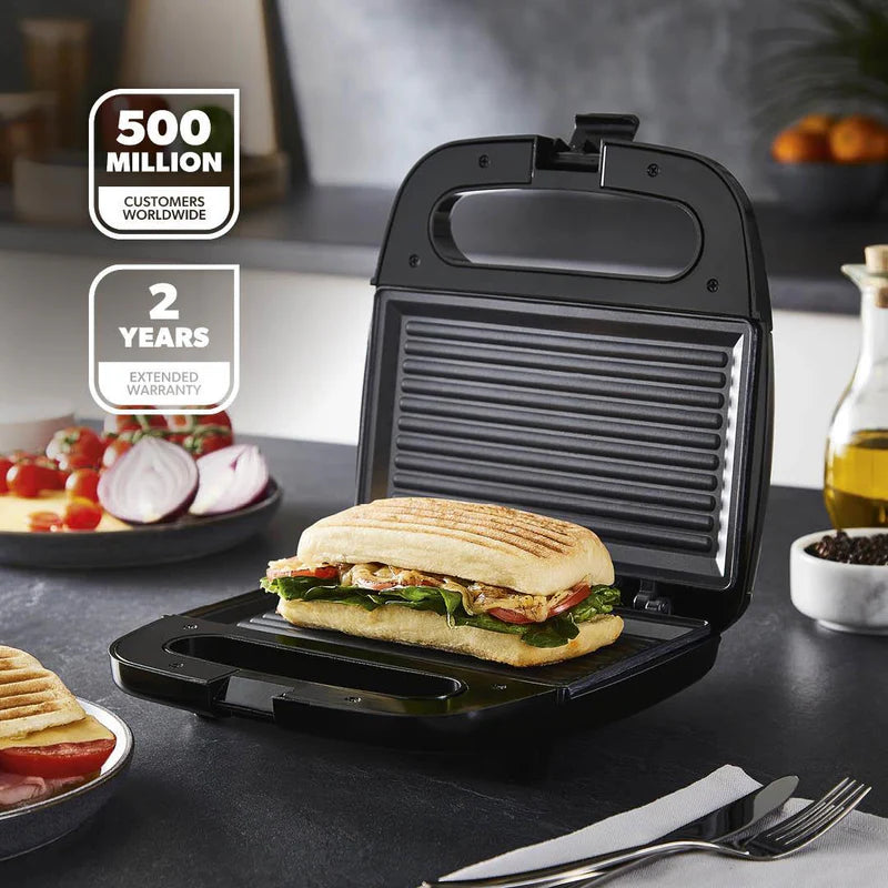 Geepas Stainless Steel Grill Maker â€“ 750W, 2-Slice, Non-Stick Plates