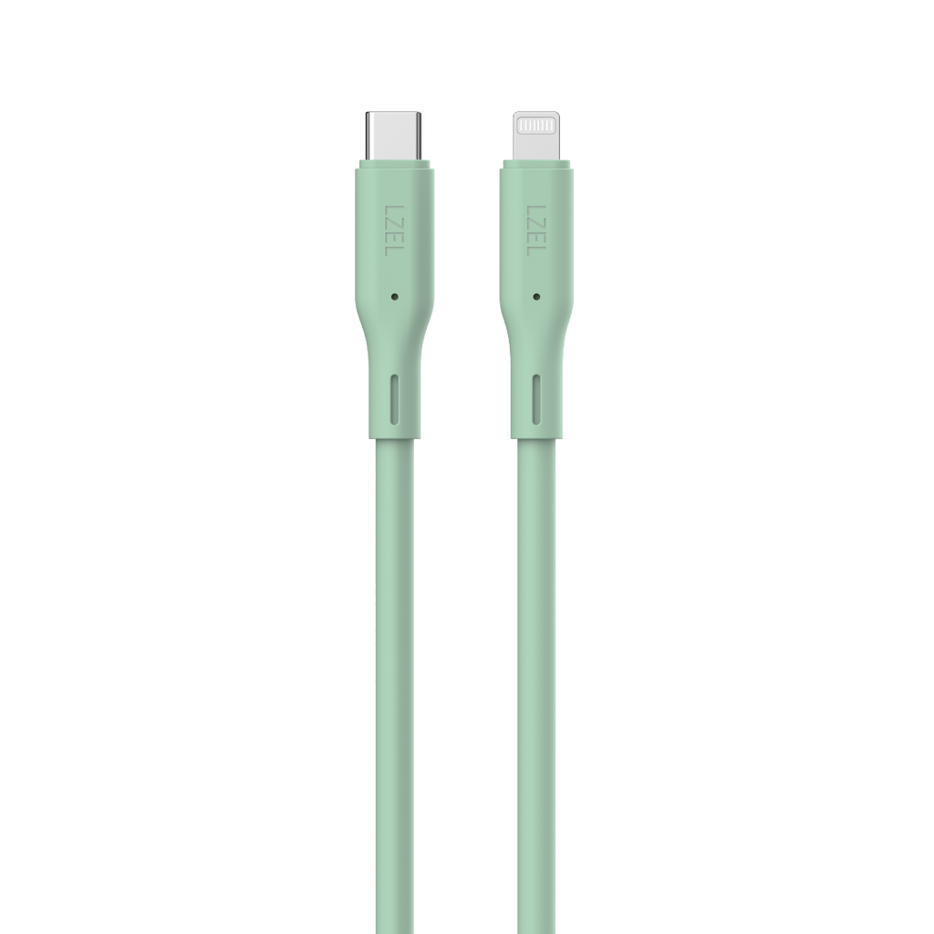 LZEL Celeris Silox CXL Soft Silicone USB-C to Lightning Cable, 480Mbps, 60W Max, 2m | Green