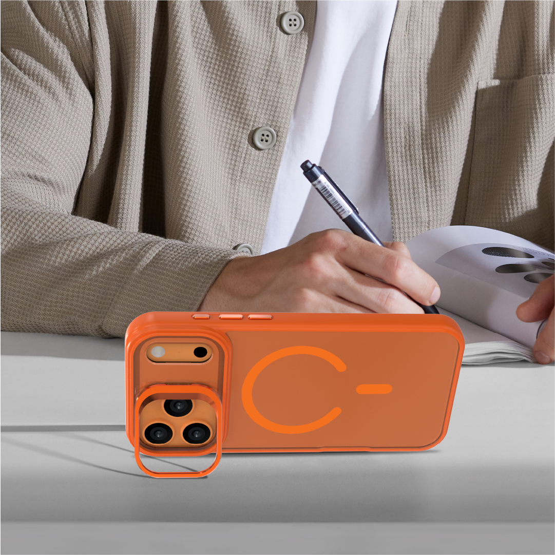 LZEL Oil Coating Camera Stand Case With Magsafe For IPhone 17 Pro | Orange