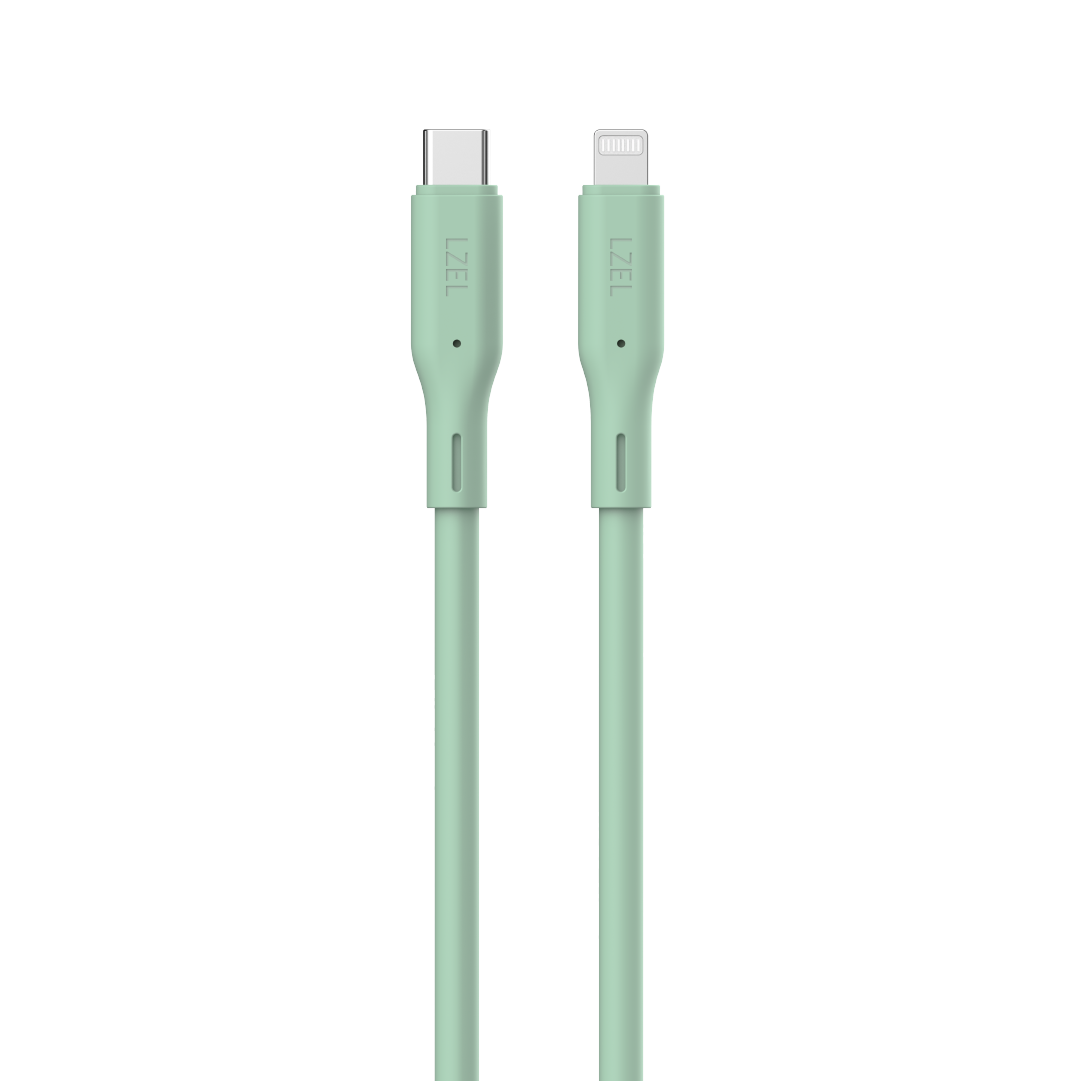 LZEL Celeris Silox CXL Soft Silicone USB-C to Lightning Cable, 480Mbps, 60W Max, 1m | Green