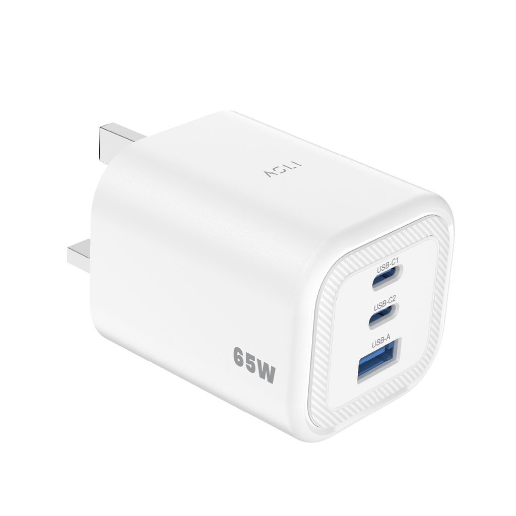 Asli  Global Maxcharge 65 Gan 3-Port Usb-A & Dual Usb-C Fast Charger | White