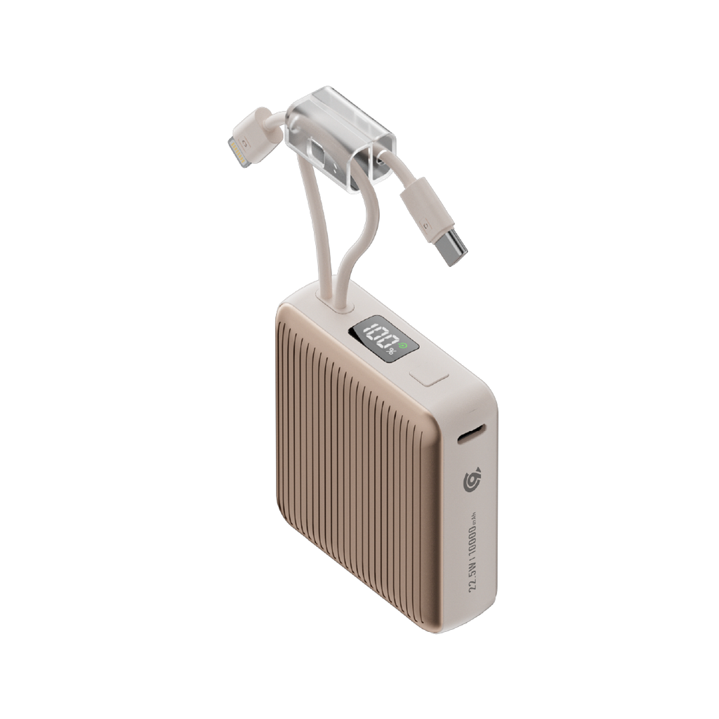 90 Percent Primcore Neo 22.5W Dual Built-In Cables Power Bank Powerdelivery | Qc 3.0 | Usb-C & Lightning | Gold